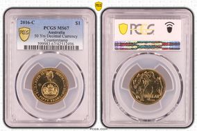 2016-C $1 50 Yrs Decimal Currency Canberra Counterstamp MS67