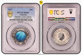 2017 20C Planetary Coins Uranus Colorized MS69