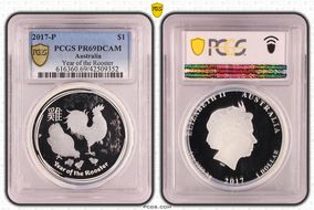 2017-P $1 Year of the Rooster Ag PR69DCAM