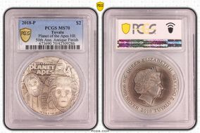 2018-P $2 Planet of the Apes HR 50th Ann. Antique Finish SP70