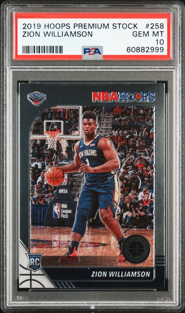 2019 Panini Hoops Premium Stock 258 Zion Williamson PSA 10 on