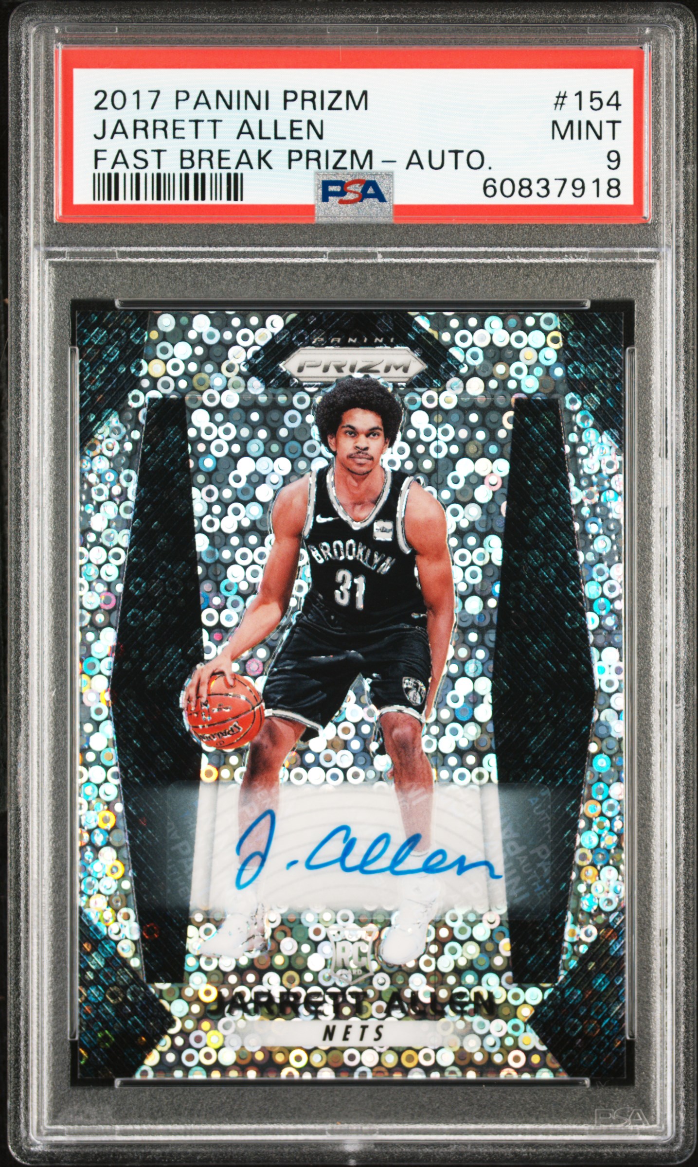 2017 Panini Prizm 154 Jarrett Allen Fast Break Prizm-Autograph PSA 9