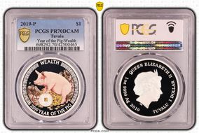 2019-P $1 Year of the Pig-Wealth PR70DCAM