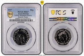 2017 50p S-H40 Benjamin Bunny Beatrix Potter MS67