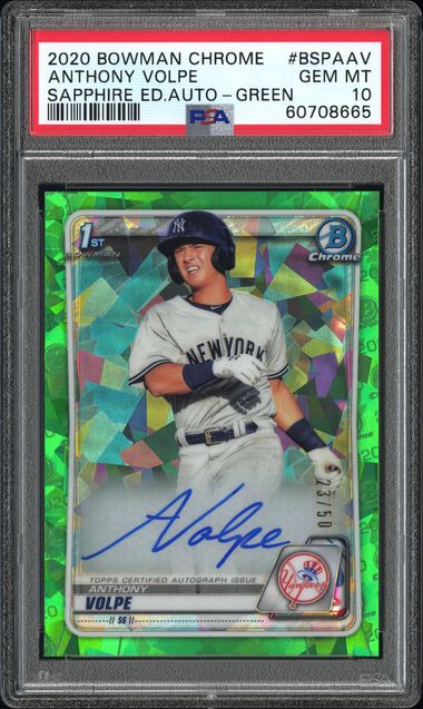 2020 Bowman BOWMAN CHROME SAPPHIRE EDITION AUTOGRAPHS SAPPHIRE ED.AUTO-GREEN #BSPAAV Anthony Volpe front