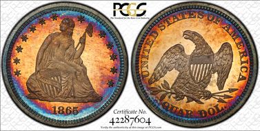1865 25C PR67CAM