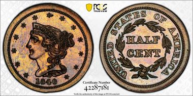 1840 1/2C Restrike, Rev. of 1856 PR65BN