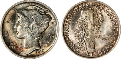 1916 10C Mercury MS64FB