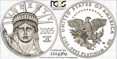 2005-W $100 Statue of Liberty PR69DCAM