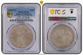 (1834-37) 8 R KM-129 C/M on Mex 8R XF40