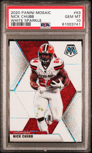 Nick Chubb Football Card Gold Mosaic /20