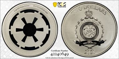 2021 $2 Galactic Empire Crest Star Wars First Strike MS70