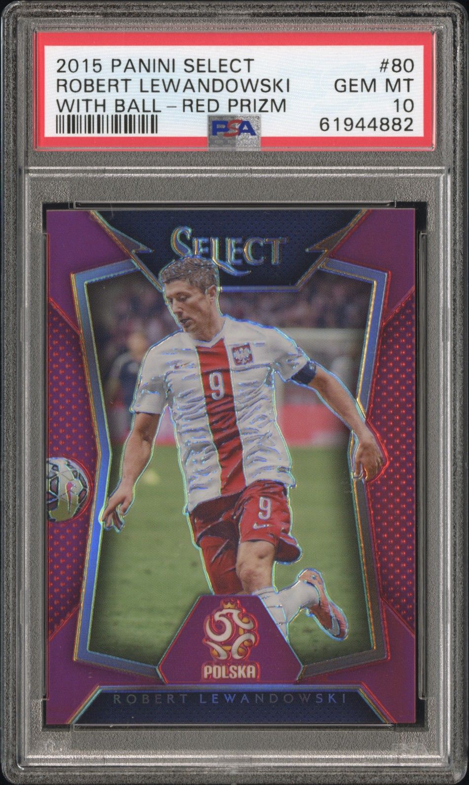 2015 Panini PANINI SELECT WITH BALL-RED PRIZM #80 Robert Lewandowski front