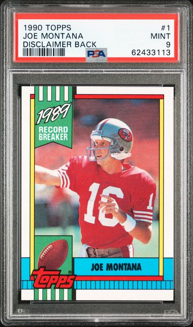 JOE MONTANA - Topps 1989 Record Breaker Football Card #1 49ERS MINT  CONDITION