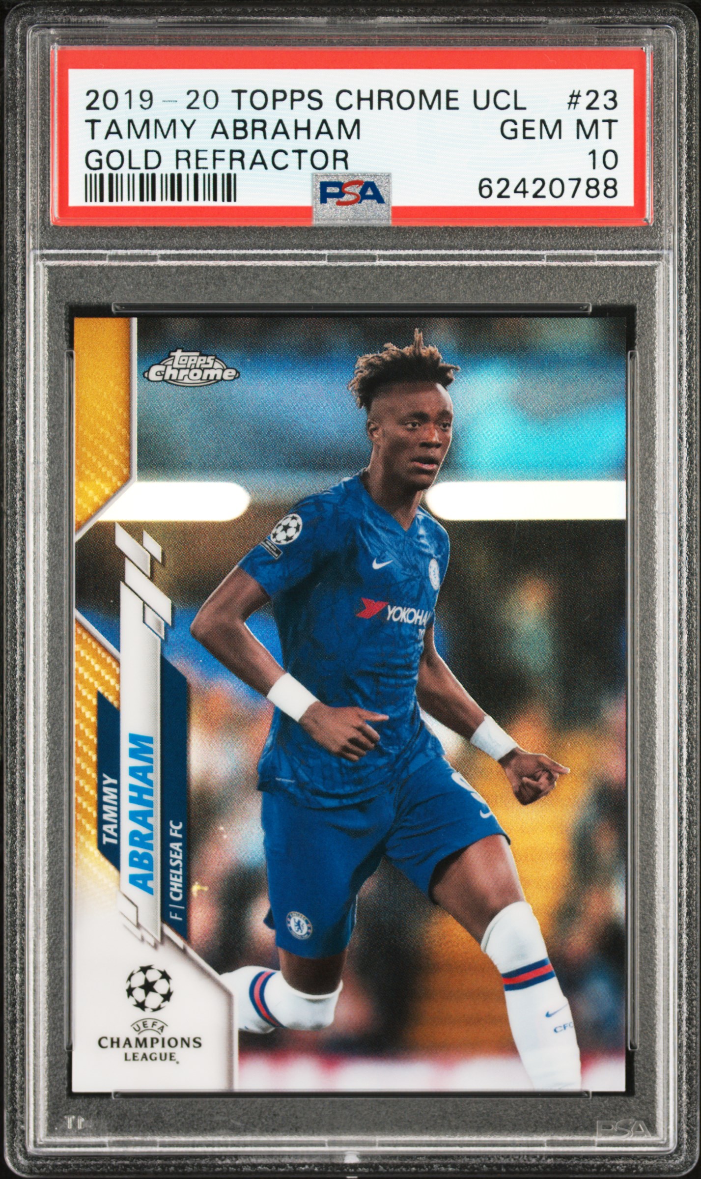 2019-20 Topps Chrome UEFA Champions League Gold Refractor #23 Tammy Abraham Rookie Card (#01/50) – PSA GEM MT 10