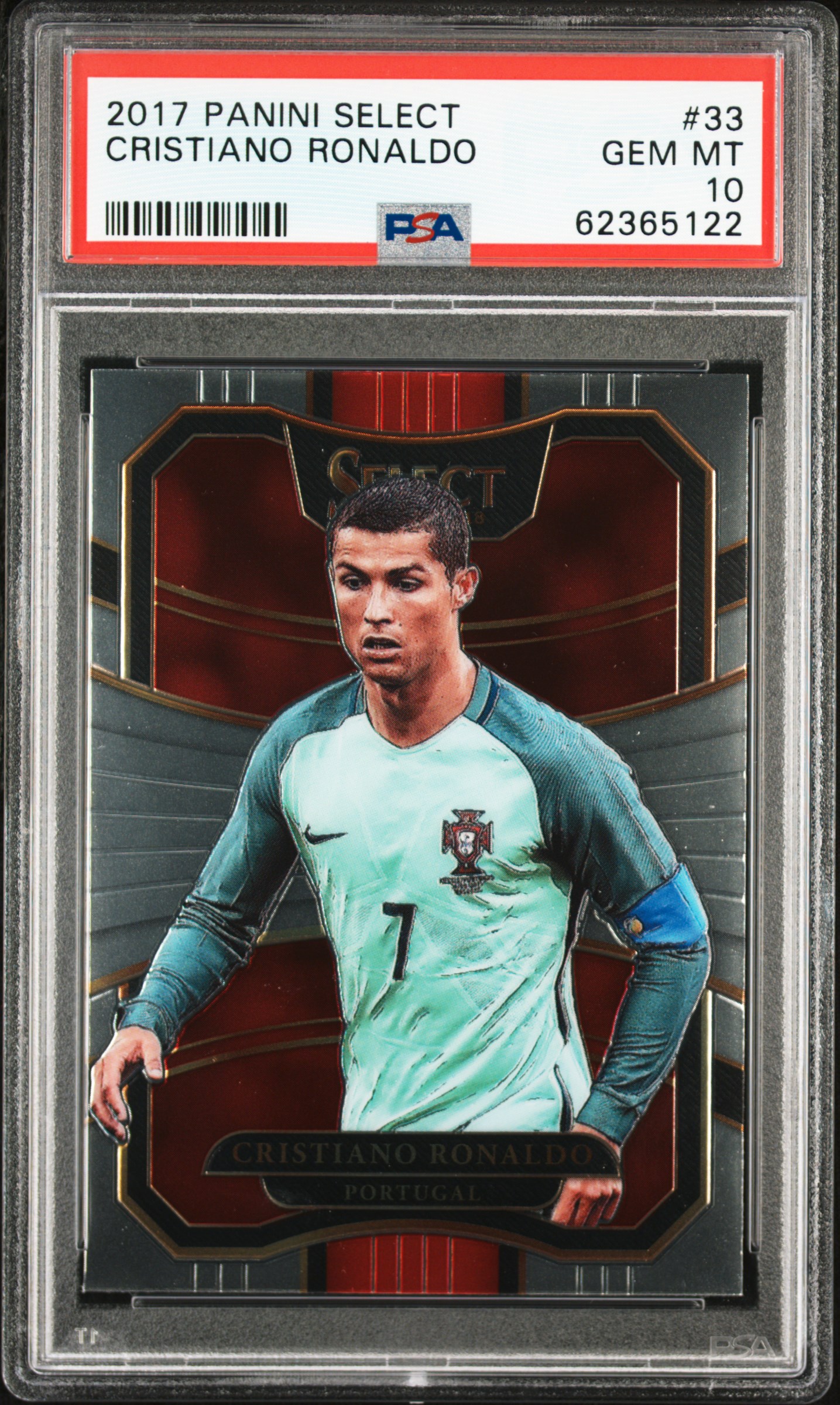 2017-18 Panini Select #33 Cristiano Ronaldo – PSA GEM MT 10