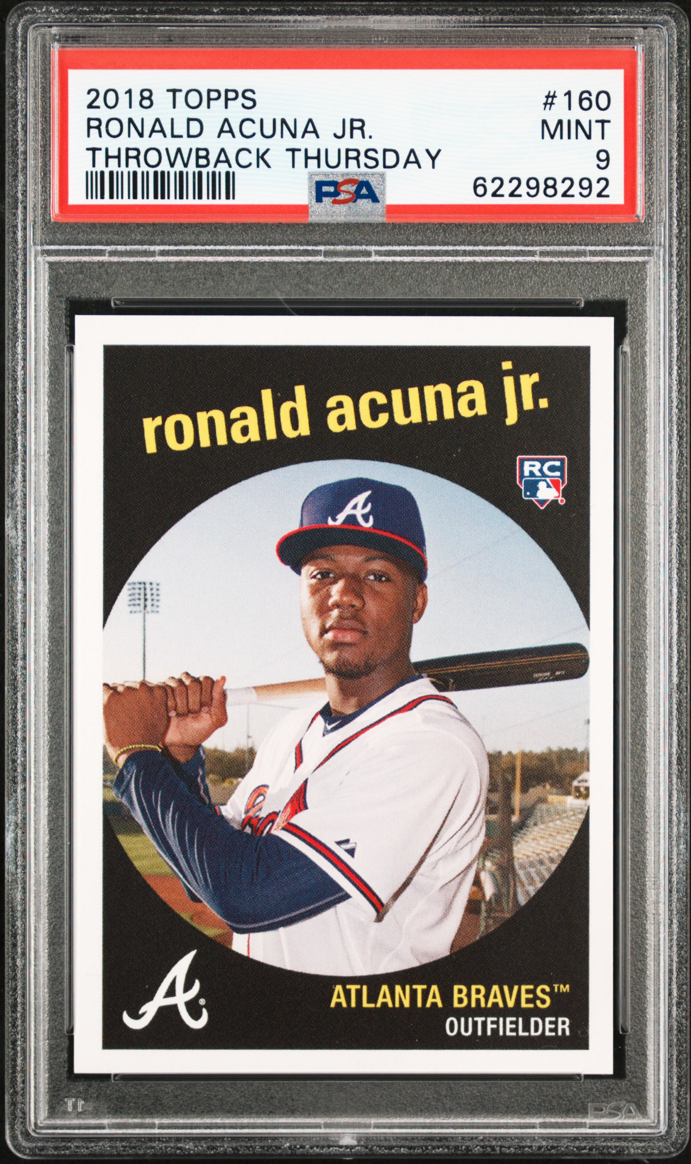 2018 Topps Throwback Thursday #160 Ronald Acuna Jr. Rookie Card – PSA MINT 9