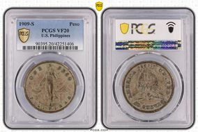 1909-S Peso KM-172  Ag VF20