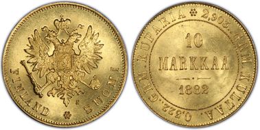 1882-S 10 Mar KM-8.2  Au MS64