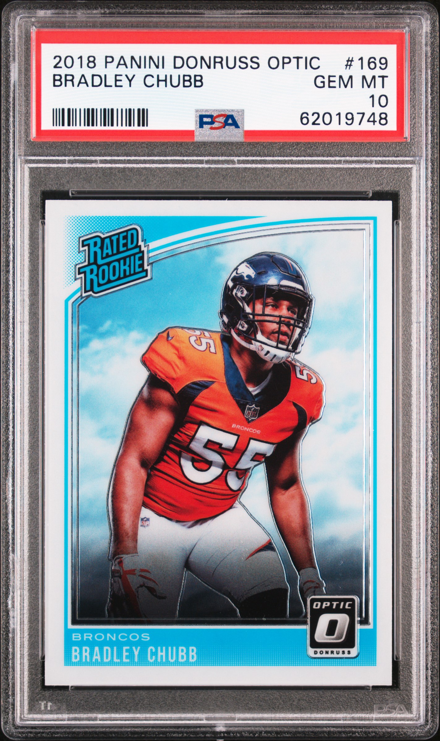 2018 Panini Donruss Optic #169 Bradley Chubb – PSA GEM MT 10