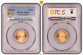 1949 B 20 Fr KM-35.2  Au MS66