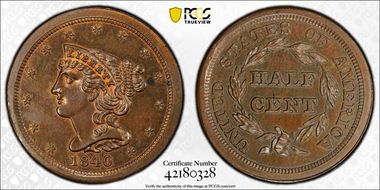 1840 1/2C Restrike, Rev. of 1856 PR65BN