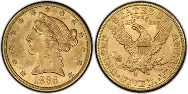 1886-S $5 MS62