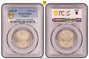 1930-BP 50 Leva KM-42  Ag MS63