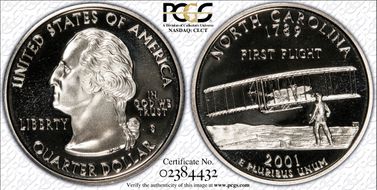 2001-S 25C North Carolina Silver PR69CAM