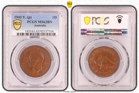 1943 Y. (p) 1D MS63BN