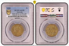 2000 $1 Mule-Struck w/10C Obv AU55