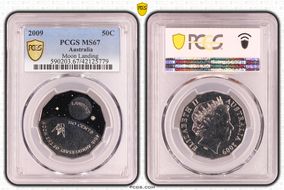 2009 50C Moon Landing Colorized MS67