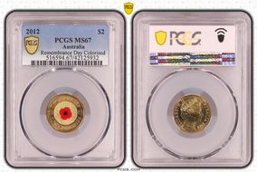 2012 $2 Remembrance Day Colorized MS67