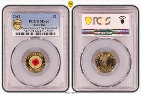 2012 $2 Remembrance Day Colorized MS66