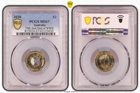 2020 $2 75th Ann End of WWII Colorized MS67