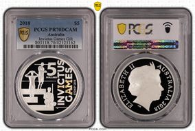 2018 $5 Invictus Games Gilt PR70DCAM