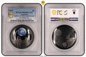 2019 $5 Apollo 11 50th Anniversary Ni Plated Ag PR69DCAM