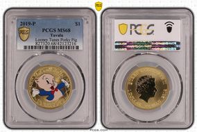 2019-P $1 Looney Tunes Porky Pig Colorized MS68