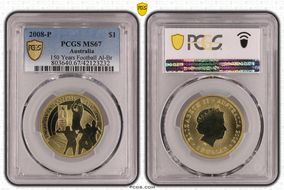 2008-P $1 150 Years Football Al-Br MS67