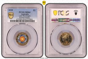 2018 $2 Lest We Forget Eternal Flame Colorized MS64