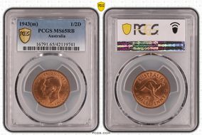 1943(m) 1/2D MS65RB