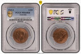 1943-I 1/2D MS64RB