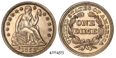 1853 10C Arrows MS64