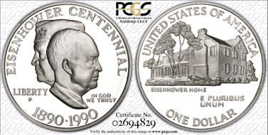 1990-P $1 Eisenhower PR69DCAM