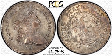 1798 $1 Small Eagle, 13 Stars AU53