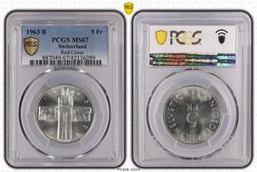 1963 B 5 Fr Red Cross MS67