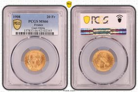 1908 20 Fr Gad-1064a F-535 Refrappe MS66