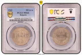 1943 10 Leva KM-40b MS64