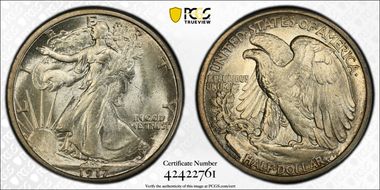 1917-S 50C Obverse MS65