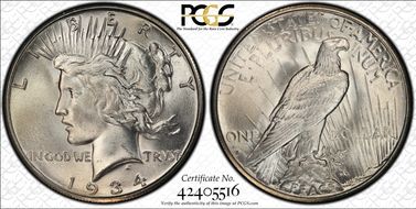 1934-S $1 MS64+